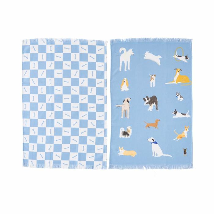 Tea Towels |  It’s A Dogs Life Blue Tea Towel Kitchen Tea Towels