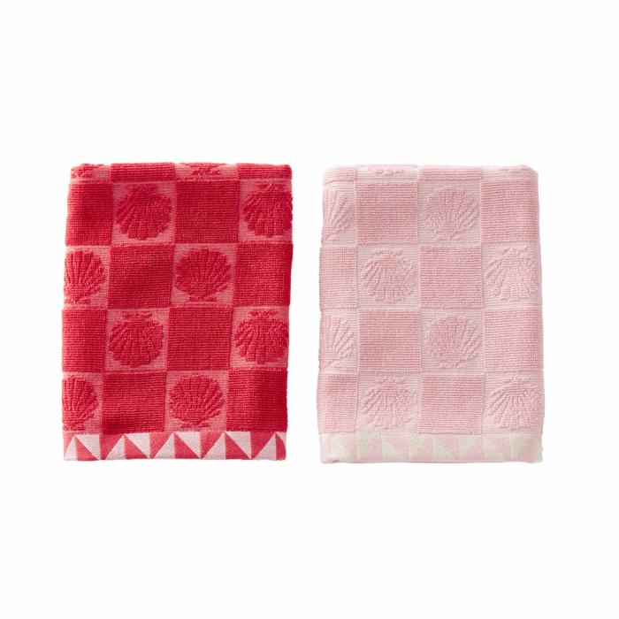 Tea Towels |  Strawberry Seashells Cotton Bamboo Tea Towels Pack Of 2 Kitchen Tea Towels