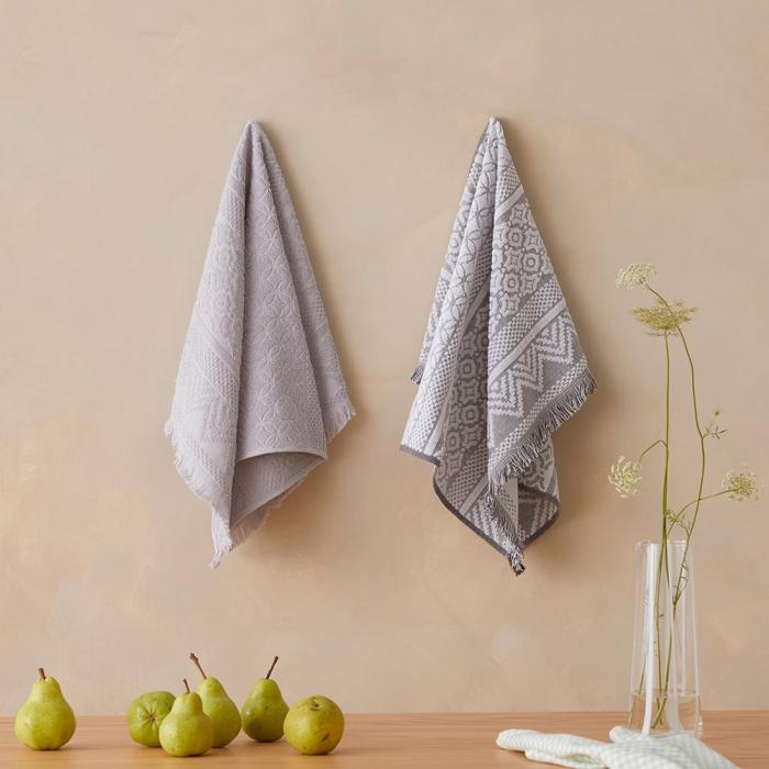 Tea Towels |  Tropea Dove Grey Tea Towel Pack Of 2 Kitchen Tea Towels