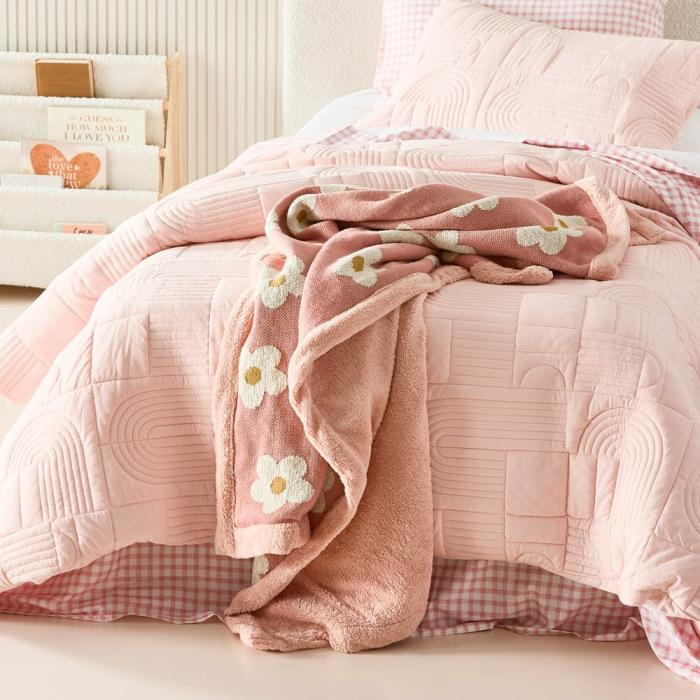 Throws |  Ace Daisy Dusty Pink Knitted Sherpa Throw Kids Decor Throws