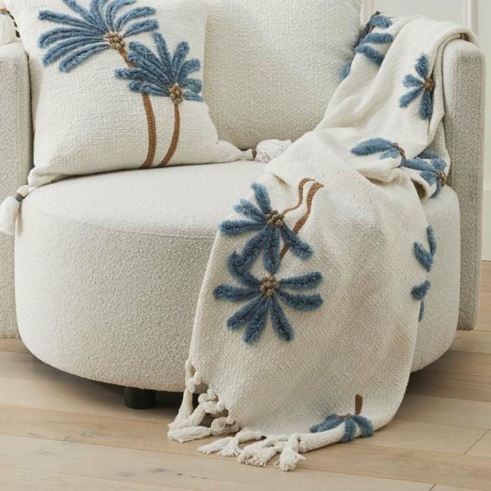 Throws & Blankets |  Falls Palm White & Blue Throw Home Styling Throws & Blankets