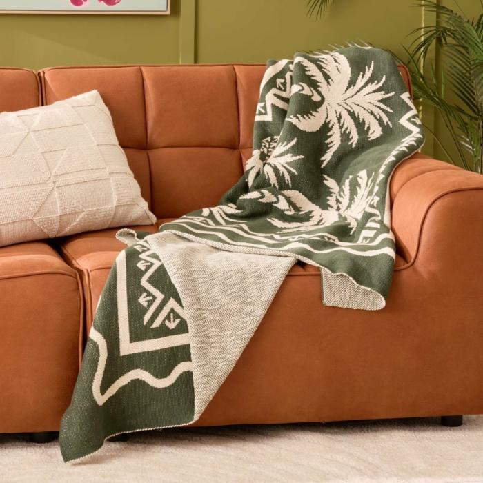 Throws & Blankets |  Global Traveller Green & Natural Knit Throw Home Styling Throws & Blankets