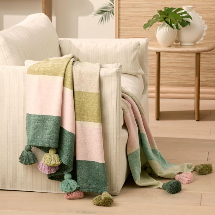 Throws & Blankets |  Global Traveller Greens Stripe Throw Home Styling Throws & Blankets