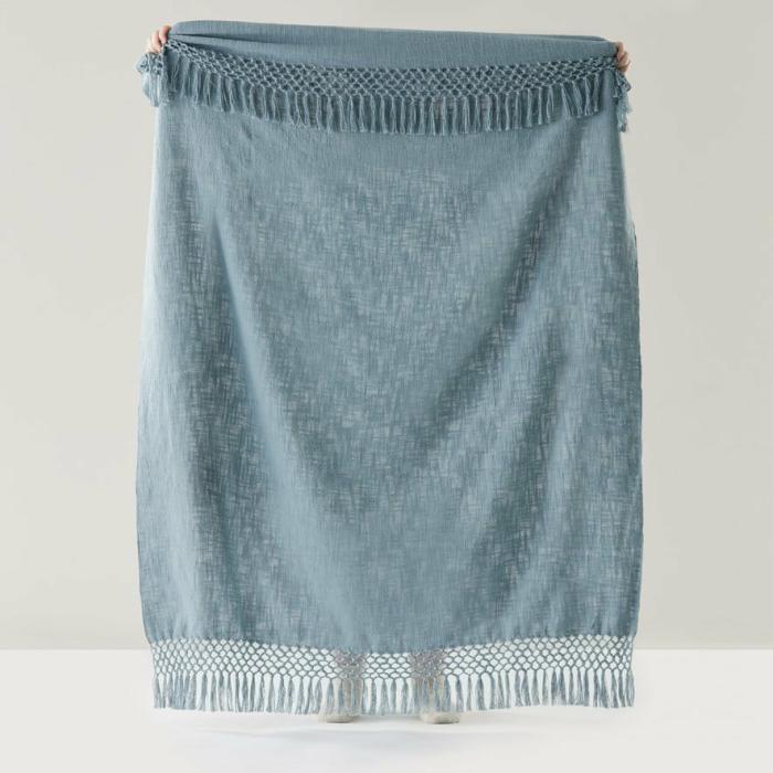 Throws & Blankets |  Macrame Blue Rain Knot Throw Home Styling Throws & Blankets