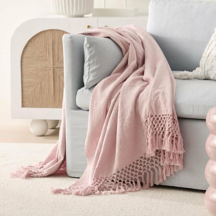 Throws & Blankets |  Macrame Pink Knot Throw Home Styling Throws & Blankets