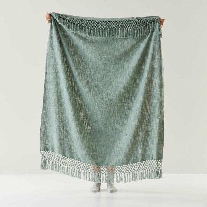 Throws & Blankets |  Macrame Soft Green Knot Throw Home Styling Throws & Blankets