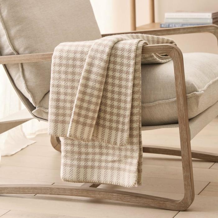 Throws & Blankets |  Mason Natural Houndstooth Wool Throw Home Styling Throws & Blankets