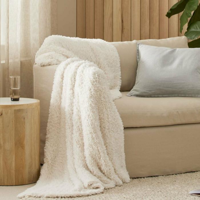 Throws & Blankets |  Munich Winter White Feather Yarn Throw Home Styling Throws & Blankets