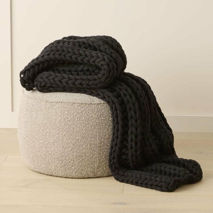 Throws & Blankets |  Newport Black Chunky Knit Throw Home Styling Throws & Blankets