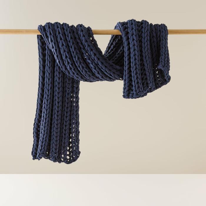 Throws & Blankets |  Newport Navy Chunky Knit Throw Home Styling Throws & Blankets