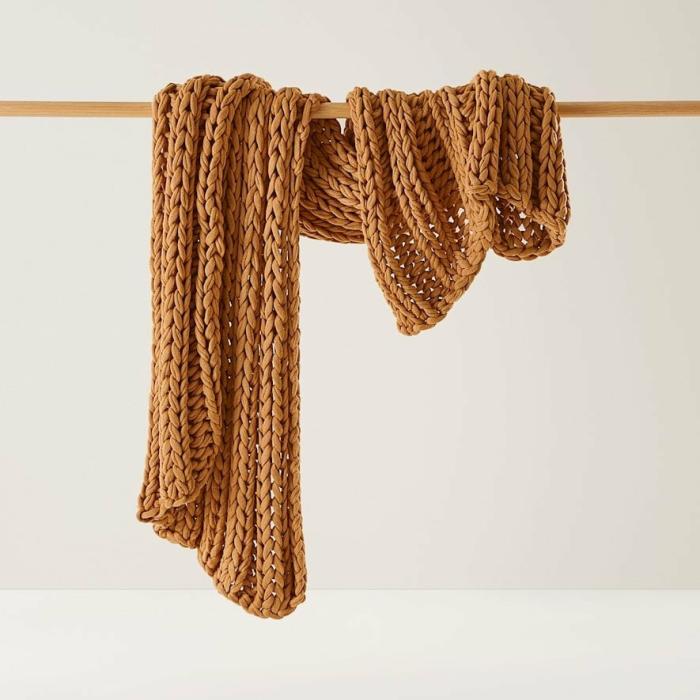 Throws & Blankets |  Newport Tan Chunky Knit Throw Home Styling Throws & Blankets