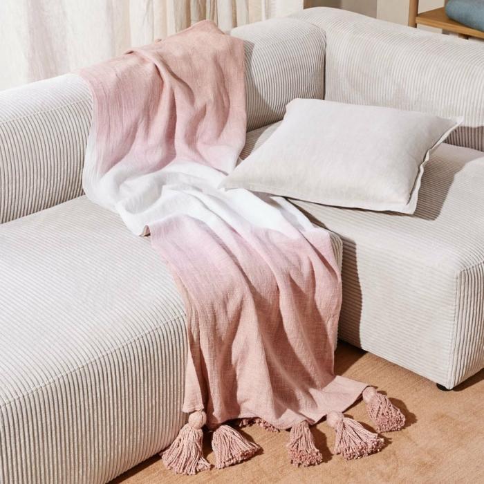 Throws & Blankets |  Nova Dusky Rose Dip Dye Throw Home Styling Throws & Blankets