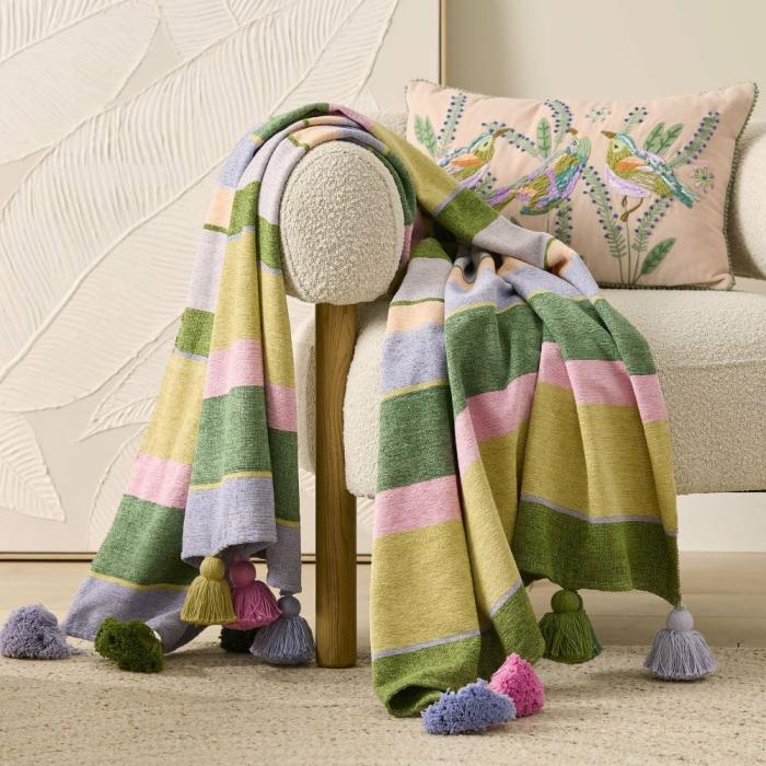 Throws & Blankets |  Sephora Garden Green Stripe Throw Home Styling Throws & Blankets