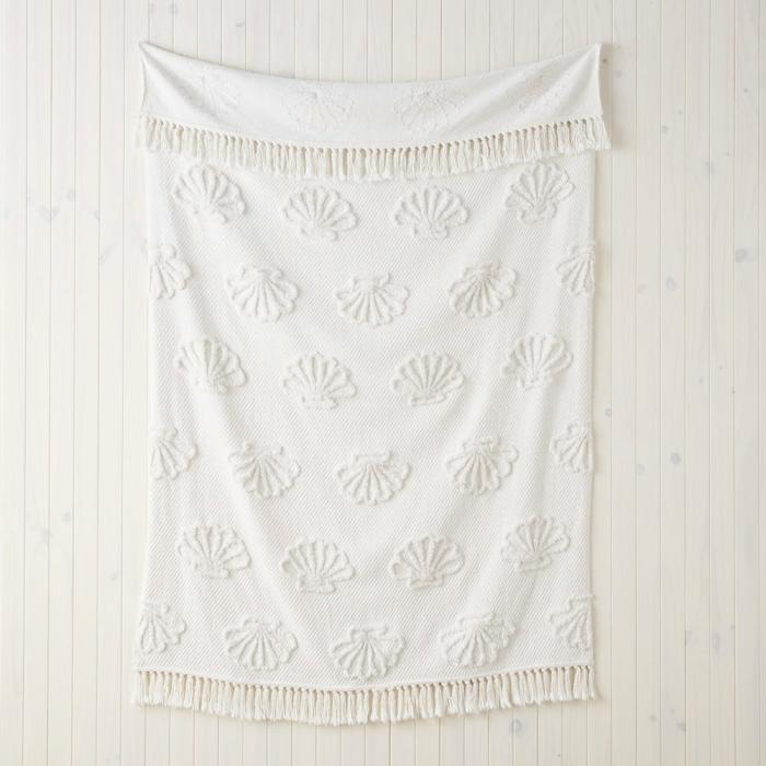 Throws & Blankets |  Shell White Tufted Throw Home Styling Throws & Blankets