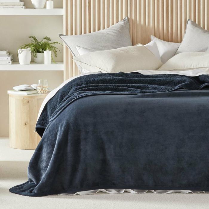 Throws & Blankets |  Sherpa Navy Blanket Home Styling Throws & Blankets