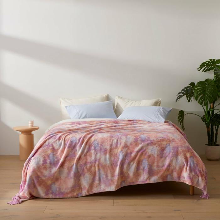 Throws & Blankets |  Supersoft Pink Tie Dye Print Blanket Home Styling Throws & Blankets