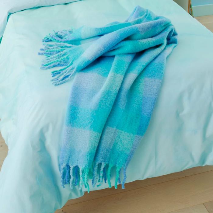 Throws |  Fuzzy Ocean Check Throw Kids Decor Throws