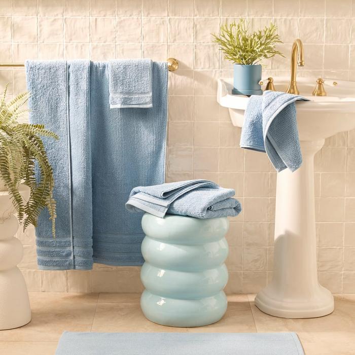 Towels |  Flinders Chambray Blue Towel Range Bathroom & Laundry Towels