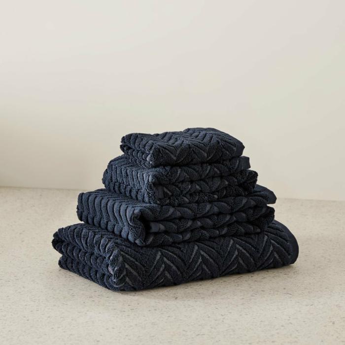 Towels |  Mimosa Navy Marle Textured Towel Range Bathroom & Laundry Towels