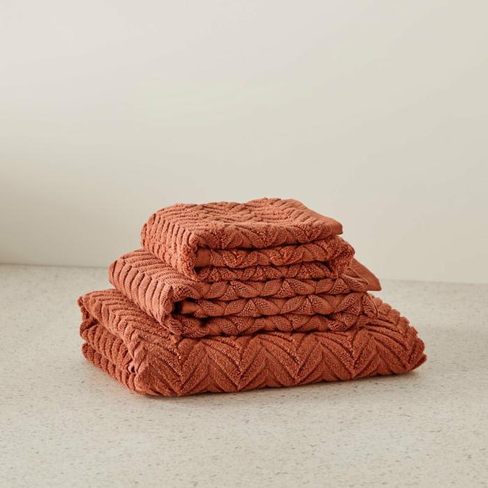 Towels |  Mimosa Textured Cinnamon Marle Towel Range Bathroom & Laundry Towels