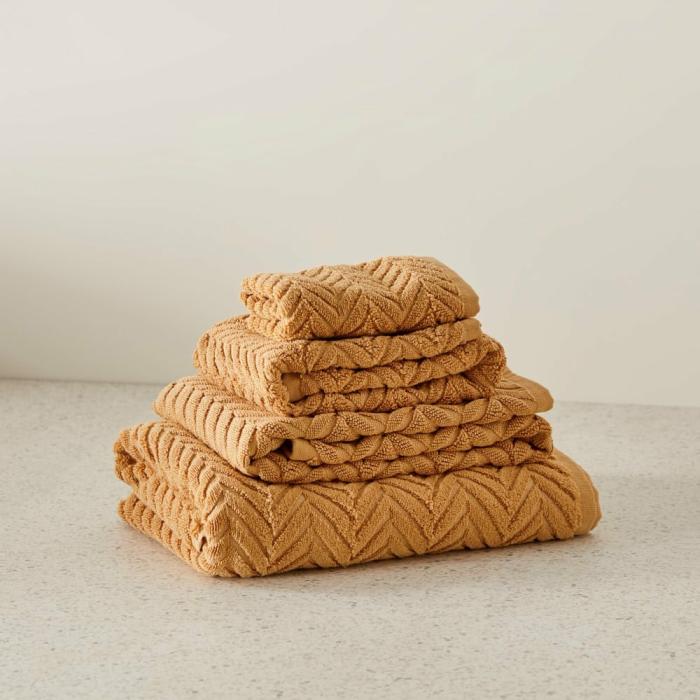 Towels |  Mimosa Textured Honey Marle Towel Range Bathroom & Laundry Towels