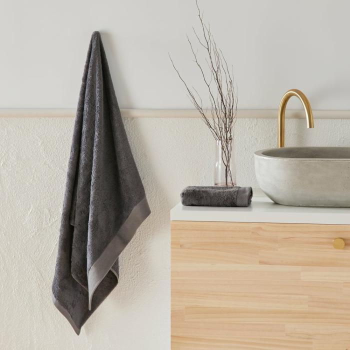 Towels |  Navara Coal Solid Bamboo Cotton Towel Range Bathroom & Laundry Towels