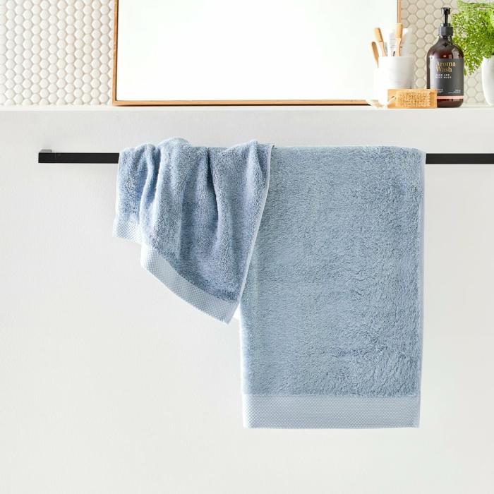 Towels |  Navara French Blue Solid Cotton Bamboo Towel Range Bathroom & Laundry Towels