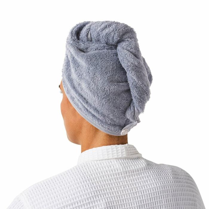 Towels |  Navara Solid French Blue Bamboo Cotton Hair Towel Wrap Bathroom & Laundry Towels