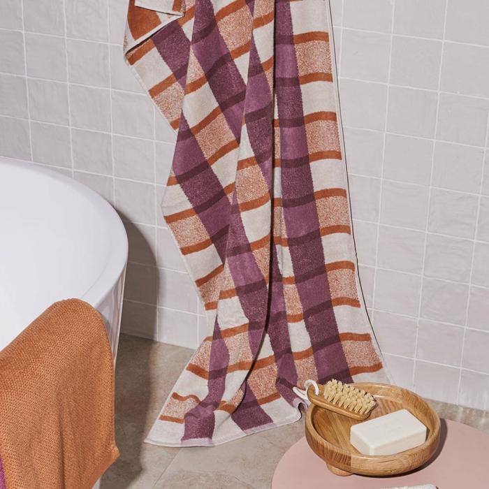 Towels |  Wentworth Grape Multi Check Towel Range Bathroom & Laundry Towels