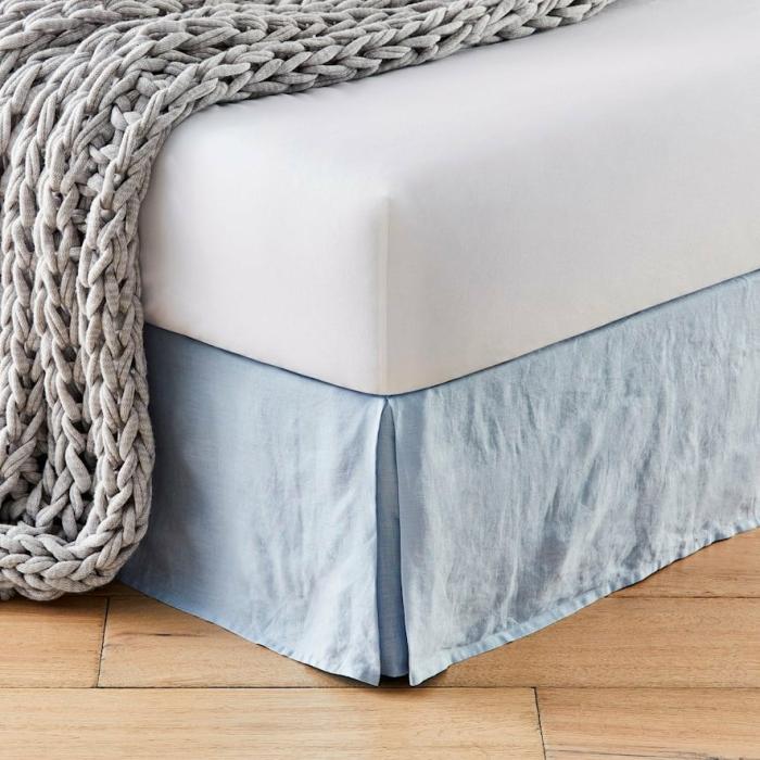 Valances |  Vintage Washed Dusty Blue Linen Valance Bedlinen Valances