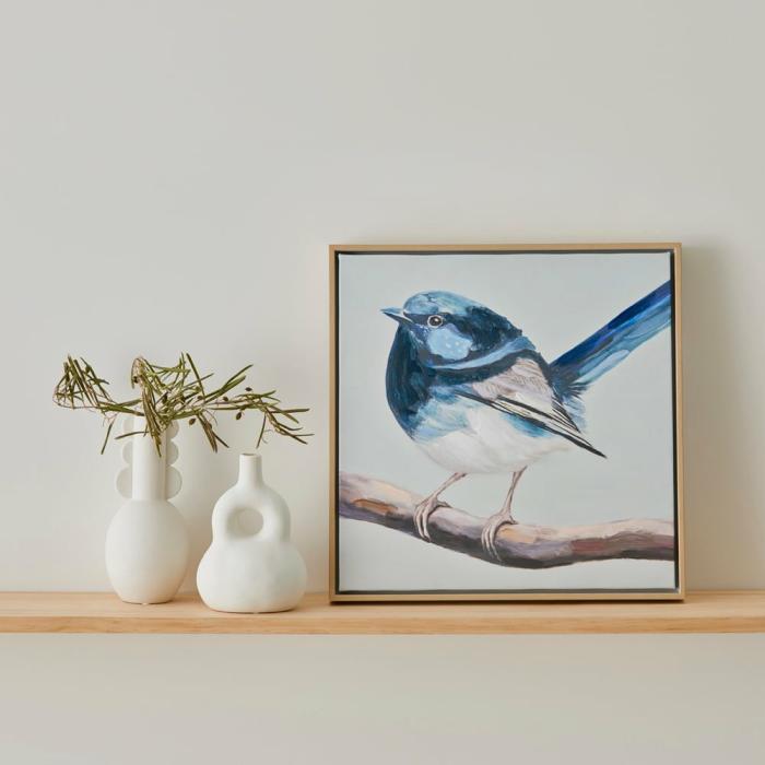 Wall Art & Mirrors |  Aves Blue Wren Canvas Home Styling Wall Art & Mirrors