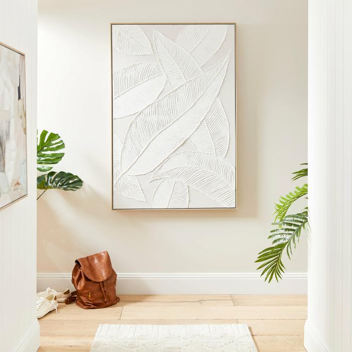 Wall Art & Mirrors |  Moma White Leaves Canvas Home Styling Wall Art & Mirrors