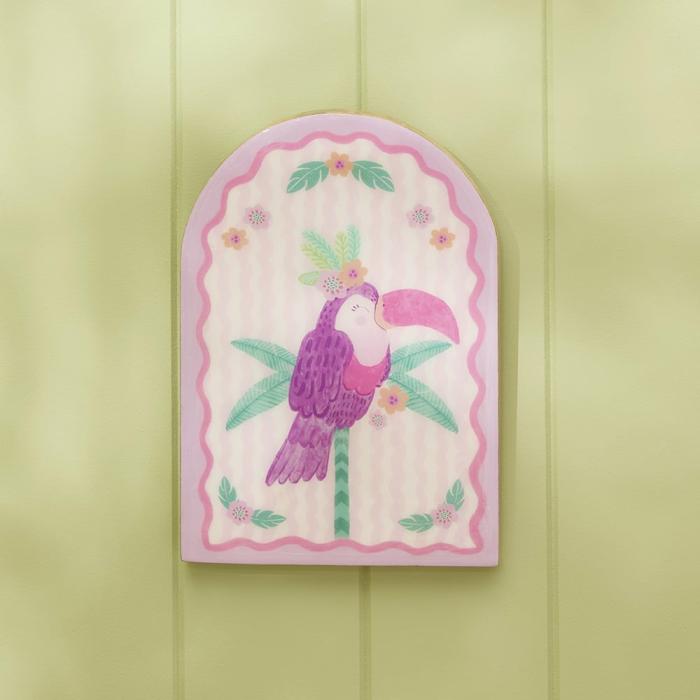 Wall Decor |  Floral Toucan Timber Wall Tile Kids Decor Wall Decor