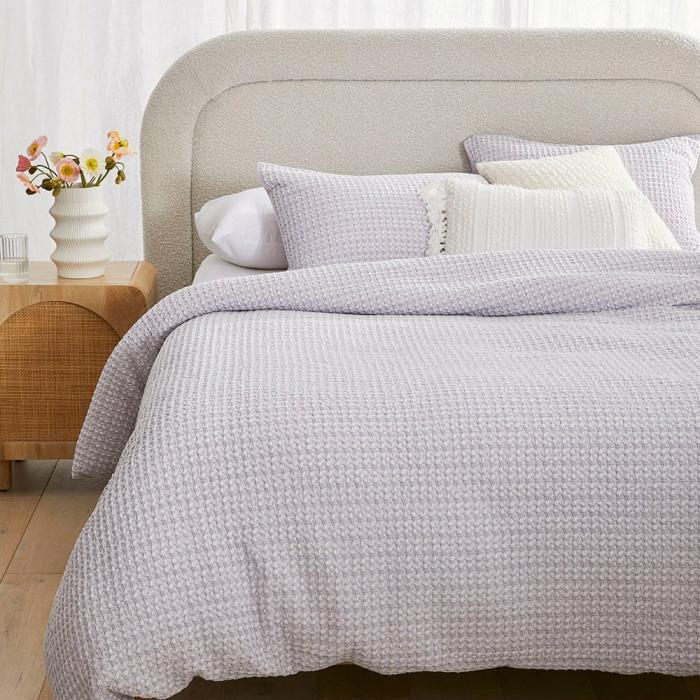 Quilt Covers |  Ren Waffle Lavender Quilt Cover Separates Bedlinen Quilt Covers