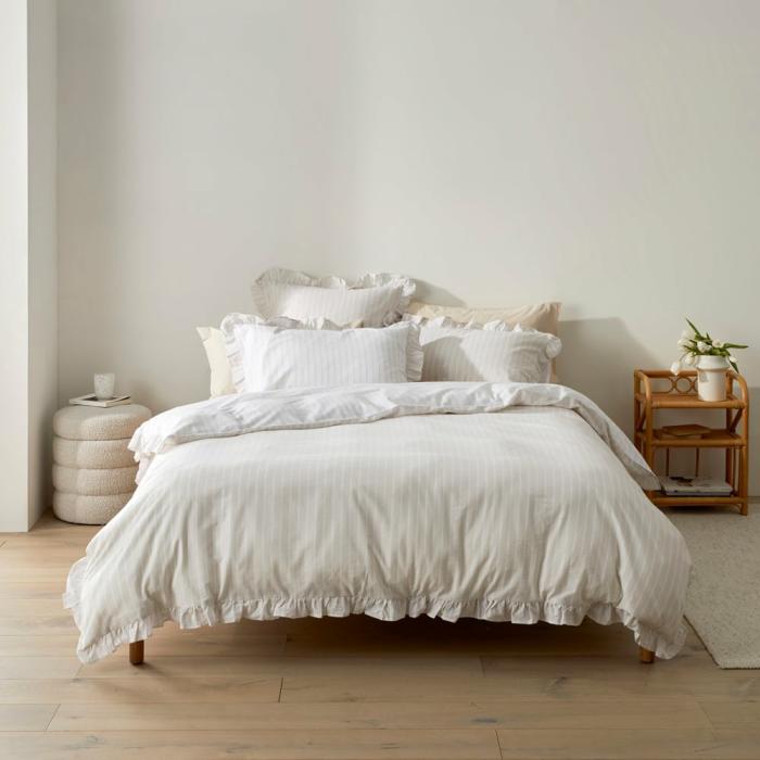 Quilt Covers |  Ruffle Natural Stripe Quilt Cover Set + Separates Bedlinen Quilt Covers