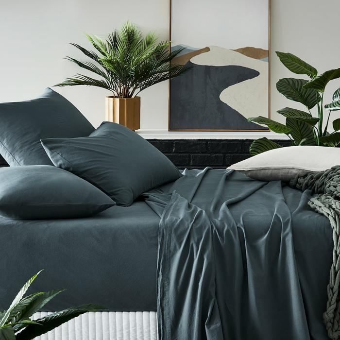 Sheets |  Stonewashed Cotton Dark Slate Sheet Separates Bedlinen Sheets