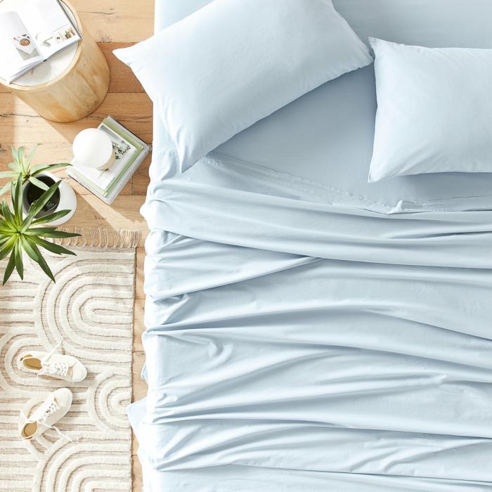 Sheets |  Stonewashed Cotton Ice Blue Sheet Separates Bedlinen Sheets