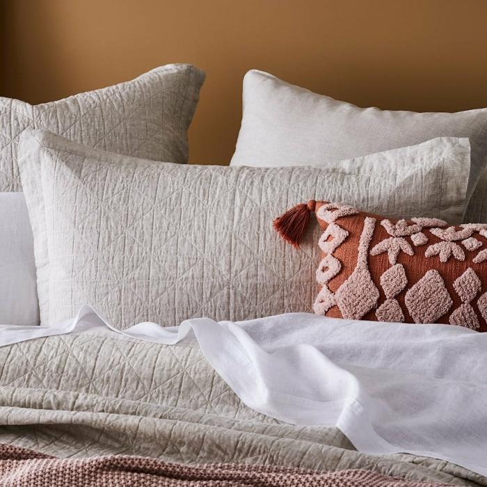 Pillowcases |  Vintage Washed Linen Linen Quilted Pillowcase Bedlinen Pillowcases