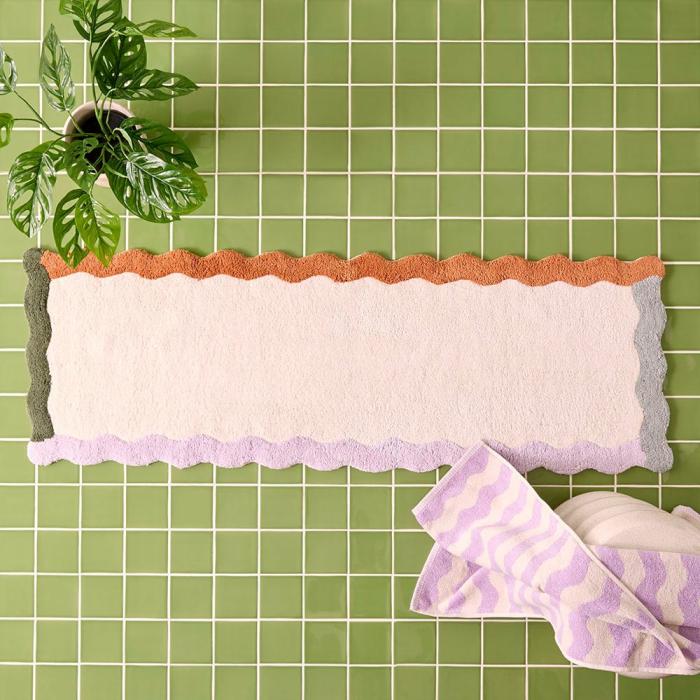 Bath Mats & Bath Runners |  Scallop Frame Seafoam & Lilac Bath Runner Bath Mats & Bath Runners Bath Mats & Bath Runners