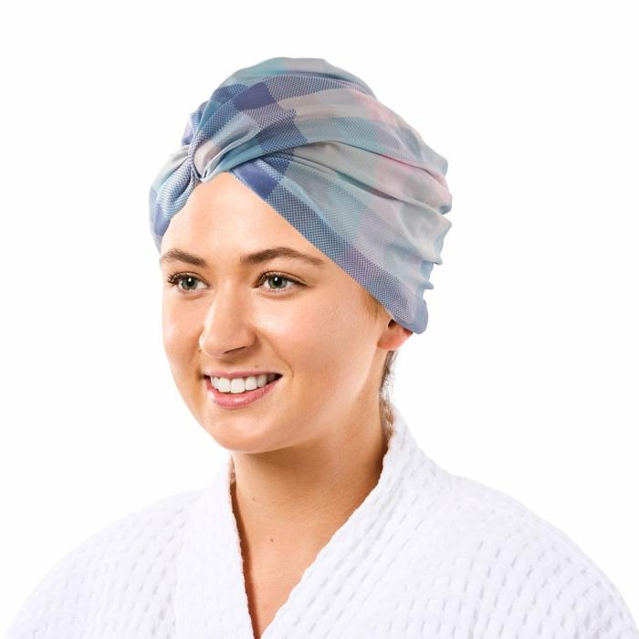 Bathroom Accessories |  Lilac Check Printed Shower Cap Bathroom & Laundry Bathroom Accessories