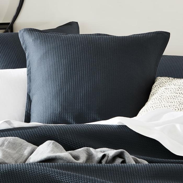 Pillowcases |  Berlin Waffle Charcoal Pillowcase Bedlinen Pillowcases