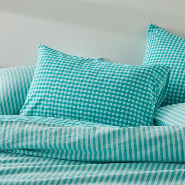 Pillowcases |  Carrie Aquamarine Gingham Pillowcases Bedlinen Pillowcases