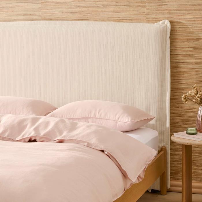 Beds & Bedheads |  Stockholm Natural Stripe Bedhead Slip Cover Bedroom Furniture Beds & Bedheads