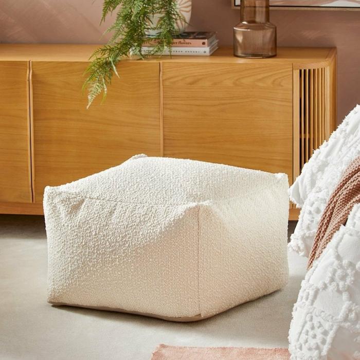 Ottomans & Bench Seats |  Burleigh Ivory Boucle Pouf Living Room Ottomans & Bench Seats