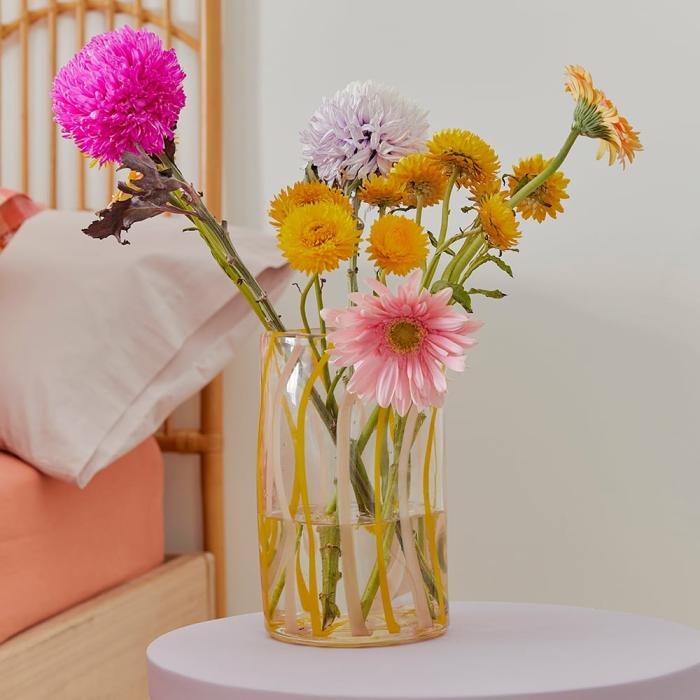 Pots, Vases & Plant Stands |  Oslo Pink & Yellow Stripe Vase Home Styling Pots, Vases & Plant Stands