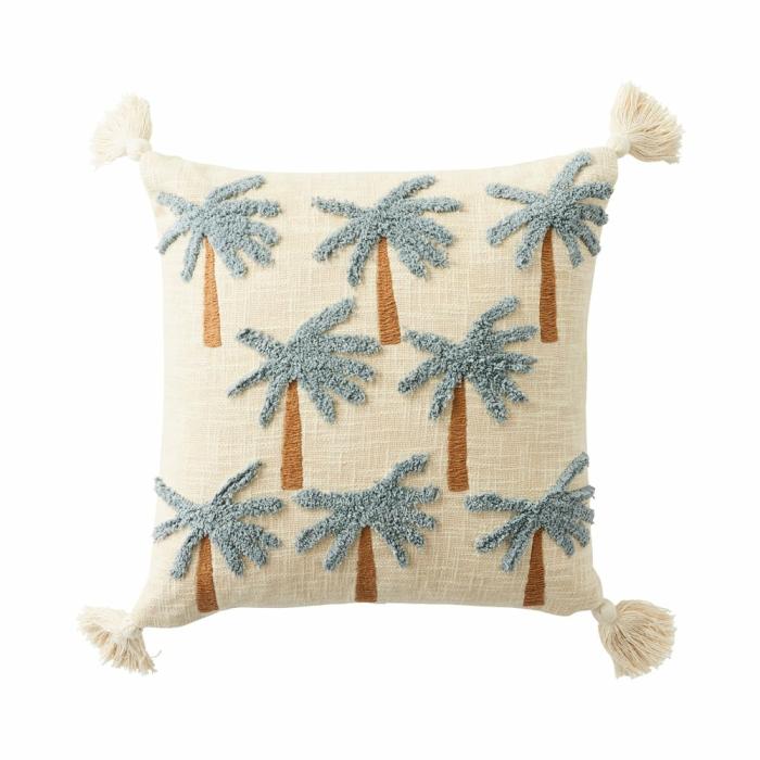 Cushions |  Palm Tufted Light Denim Cushion Cushions Cushions